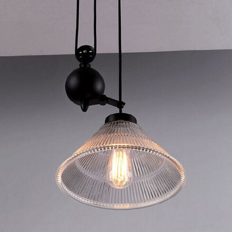 Black pulley retro pendant lighting — 220V-240V (UK/AU)