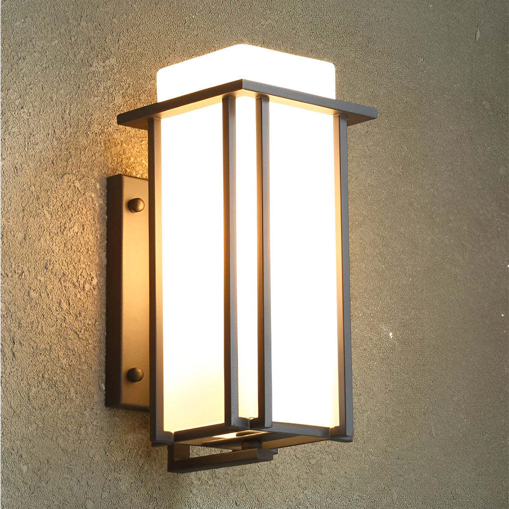 Square Waterproof LED Black Retro Outdoor Wall Lamp Exterior Lights-Lighom