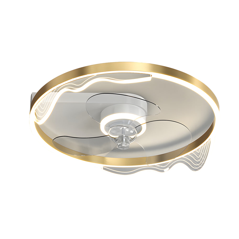 Round Acrylic Waves LED 3-Step Dimming Ceiling Fan Lamp