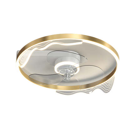 Round Acrylic Waves LED 3-Step Dimming Ceiling Fan Lamp