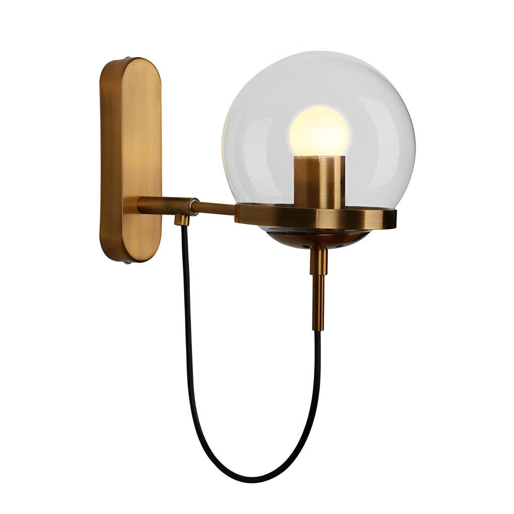 Antique Circular Metal Glass Ball LED Industrial Sconce