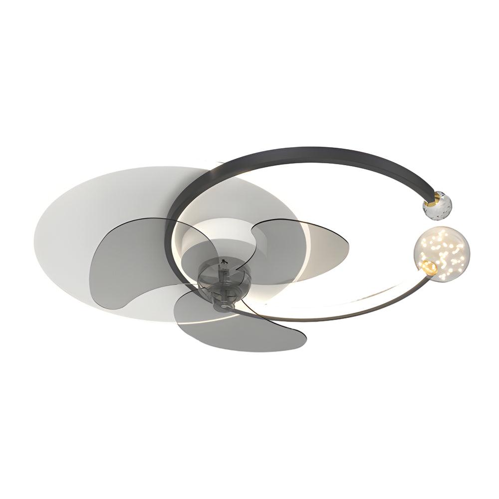 Mute Creative Round Ring 3 Step Dimming Modern Flush Mount Ceiling Fan Lamp-Lighom
