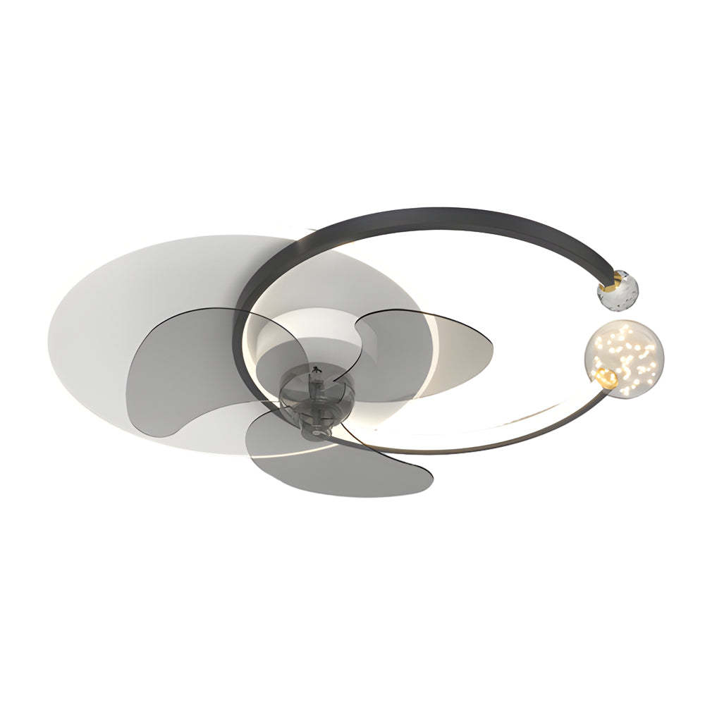 Mute Creative Round Ring 3 Step Dimming Modern Flush Mount Ceiling Fan Lamp-Lighom
