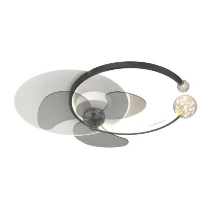 Mute Creative Round Ring 3 Step Dimming Modern Flush Mount Ceiling Fan Lamp-Lighom