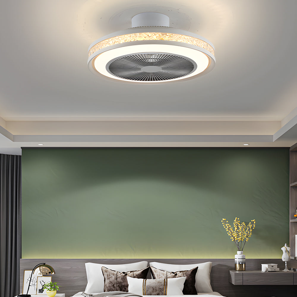 Nordic Minimalist Stepless Dimming Bladeless Ceiling Fan — white