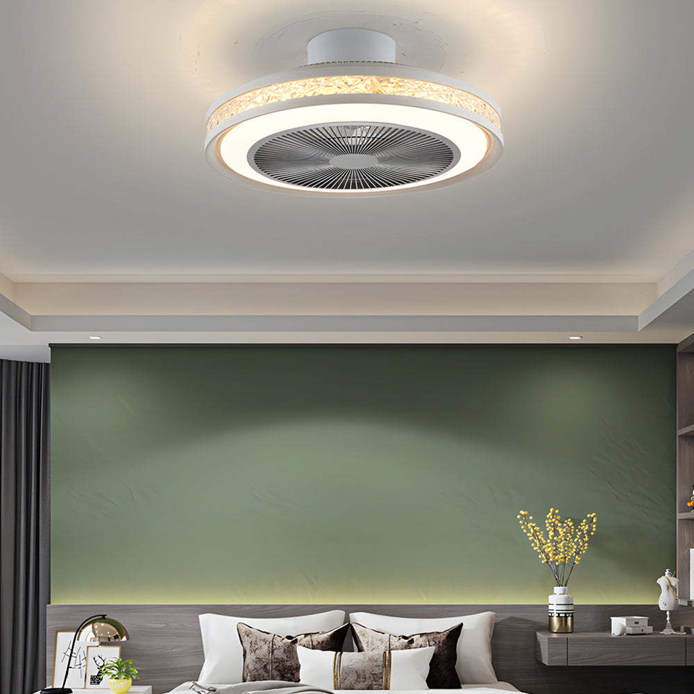 Nordic Minimalist Stepless Dimming Bladeless Ceiling Fan — white