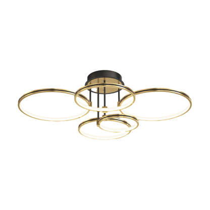 3/5/6-Ring Dimmable Gold Modern Leather Ceiling Light