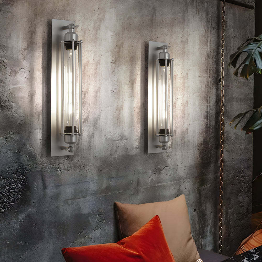 Industrial Vintage Flute Iron 1-Light Wall Lamp - Chrome-Lighom