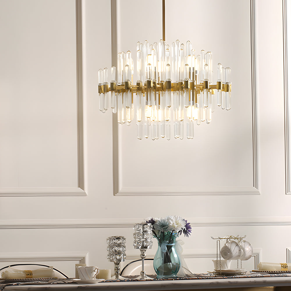Glass Tube Copper Post-Modern Chandelier