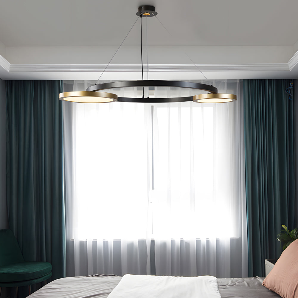 Modern circular multi-ring gold pendant lighting in brass — Cool White (6000K)