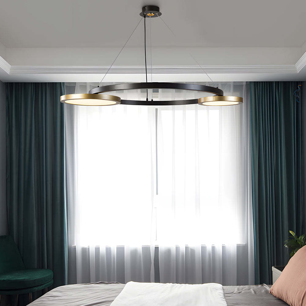 Circular Multi-Ring Brass Suspension LED Chandelier