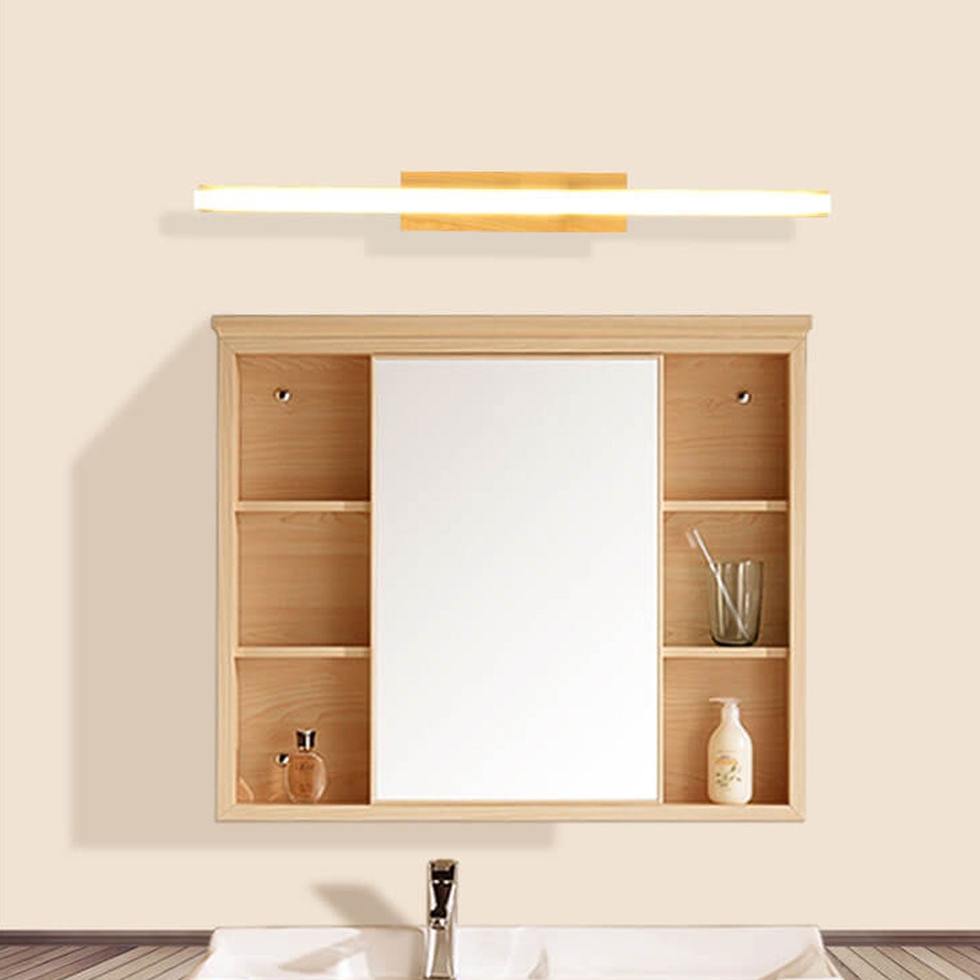 Nordic Minimalist Log Strip Vanity LED Sconce