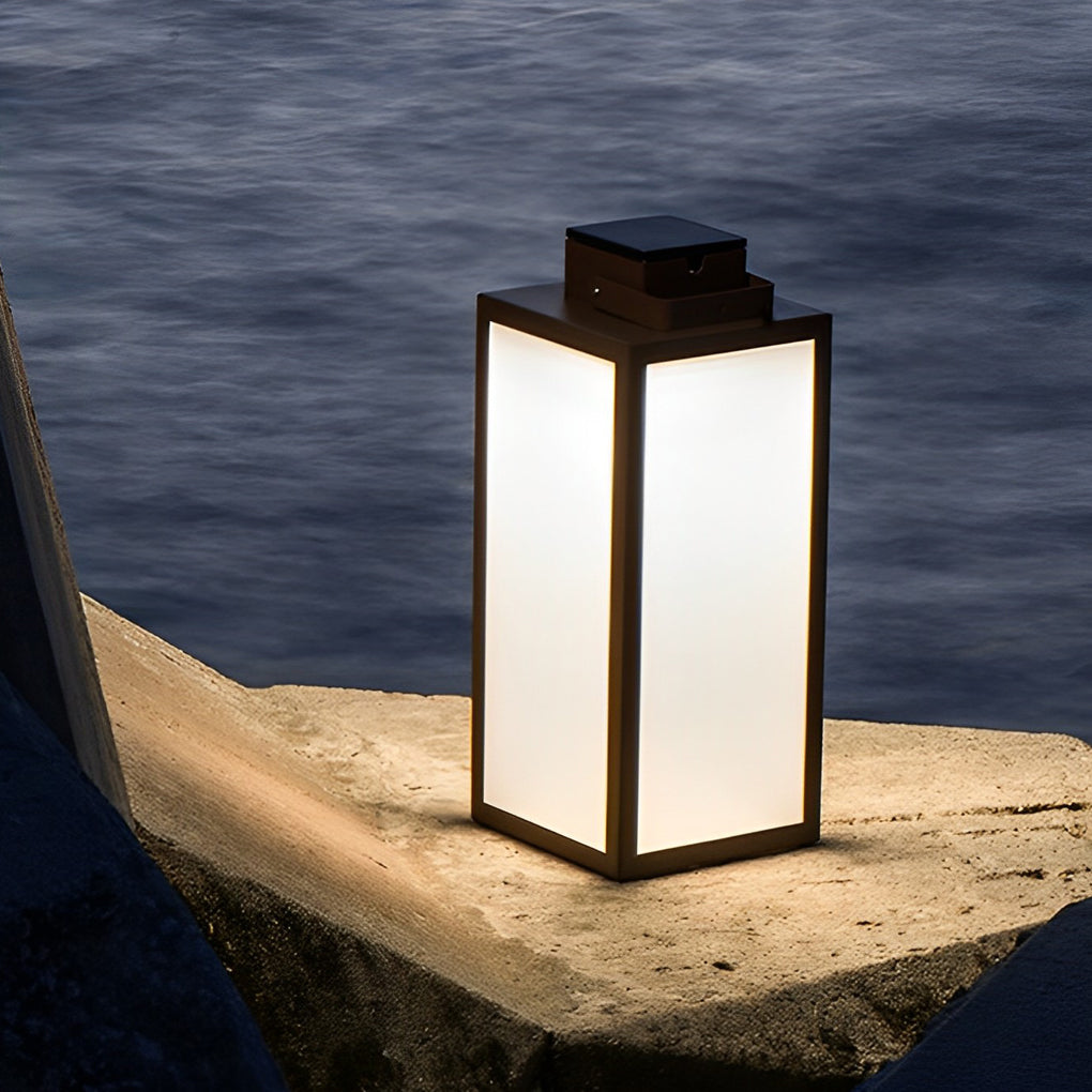 Modern lantern square black outdoor lanterns & lamps — 15.7" / Battery