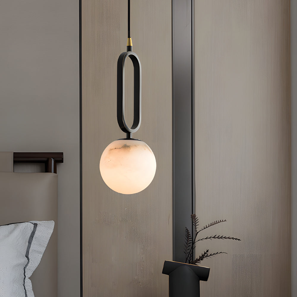 Marble Ball Copper Black Modern Small Pendant Light