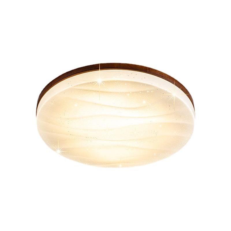 Round Wood Dimmable Modern LED Ceiling Fixture