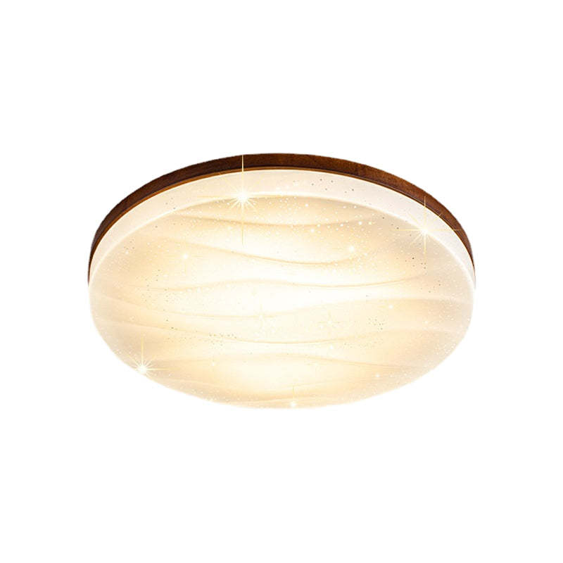 Round Wood Dimmable Modern LED Ceiling Fixture