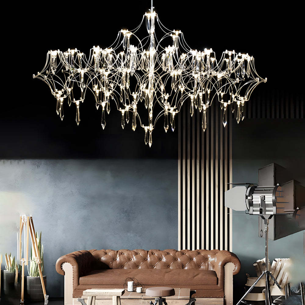 Stainless Steel Crystal Raindrop LED Italian Chandelier