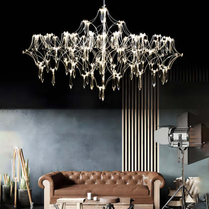 Stainless Steel Crystal Raindrop LED Italian Chandelier