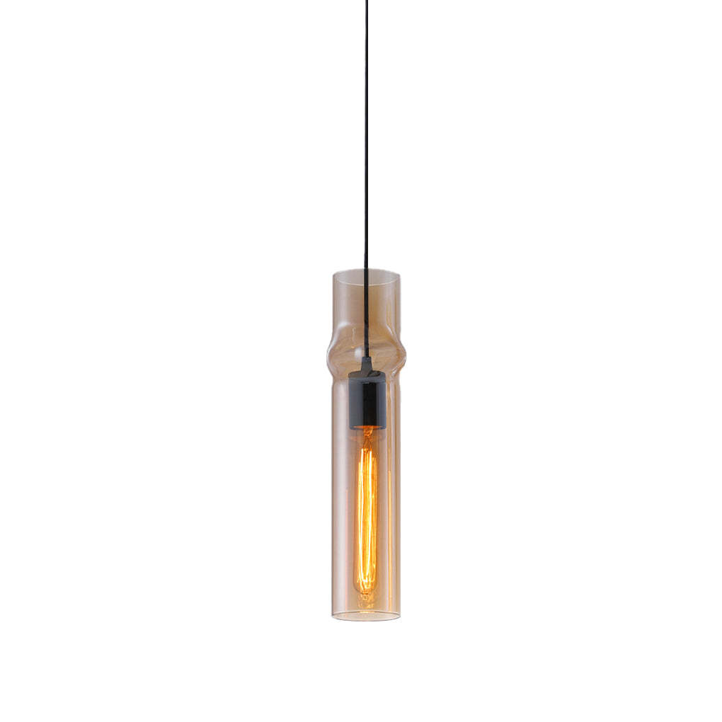 Cylindrical Glass Iron Post-Modern Pendant