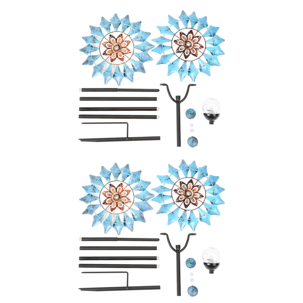 Vintage Iron Wind Spinner Garden Stake Lights - 2-Pack Solar Pathway Decor-Lighom