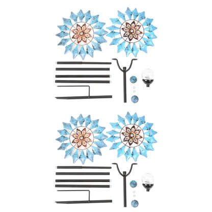 Vintage Iron Wind Spinner Garden Stake Lights - 2-Pack Solar Pathway Decor-Lighom