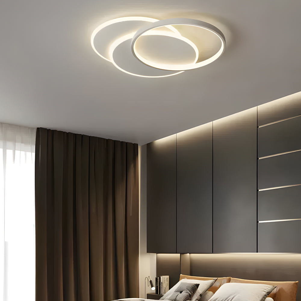 Circle triple acrylic flush mount lighting for living room — 15.7" / 3-Color Changeable