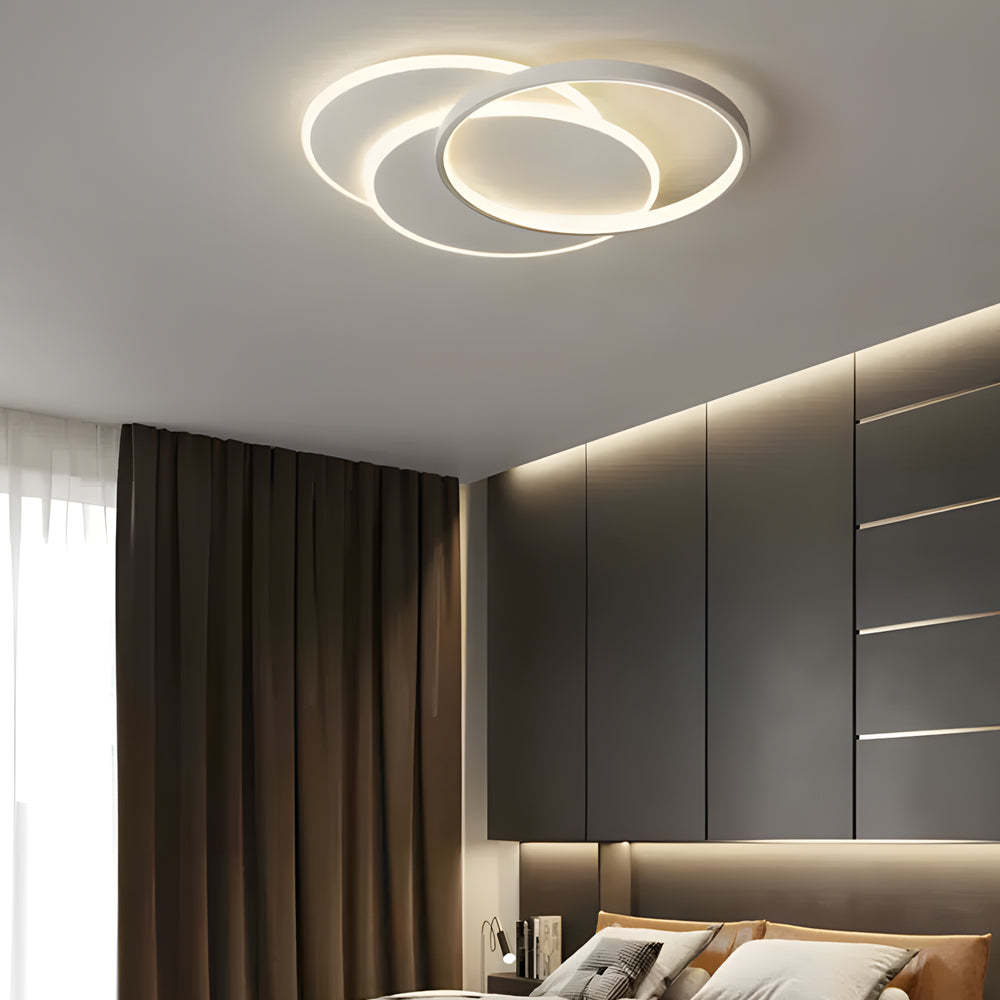 White Triple Circle Acrylic LED Flush Mount Ceiling Light