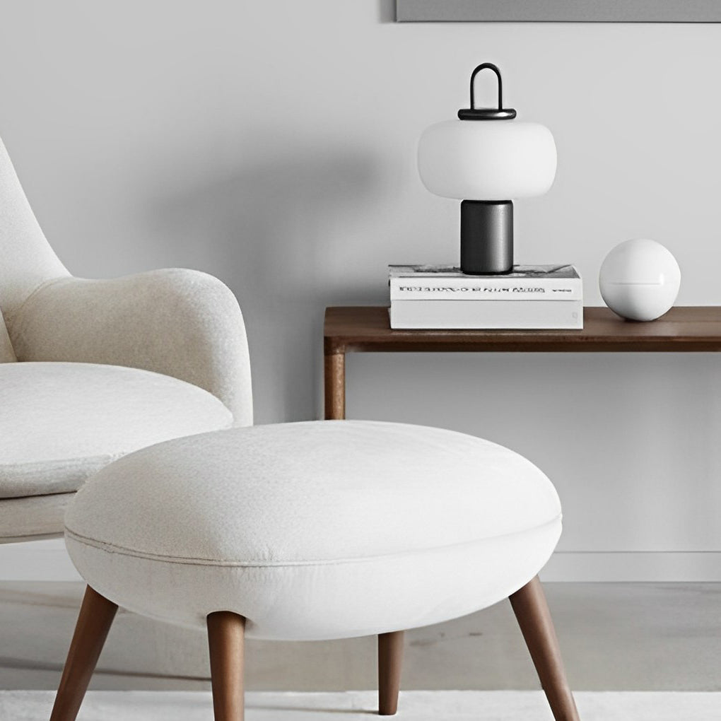 Modern Milk Glass Orb Portable LED Lamp