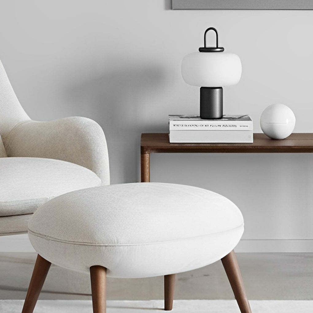 Modern Milk Glass Orb Portable LED Lamp