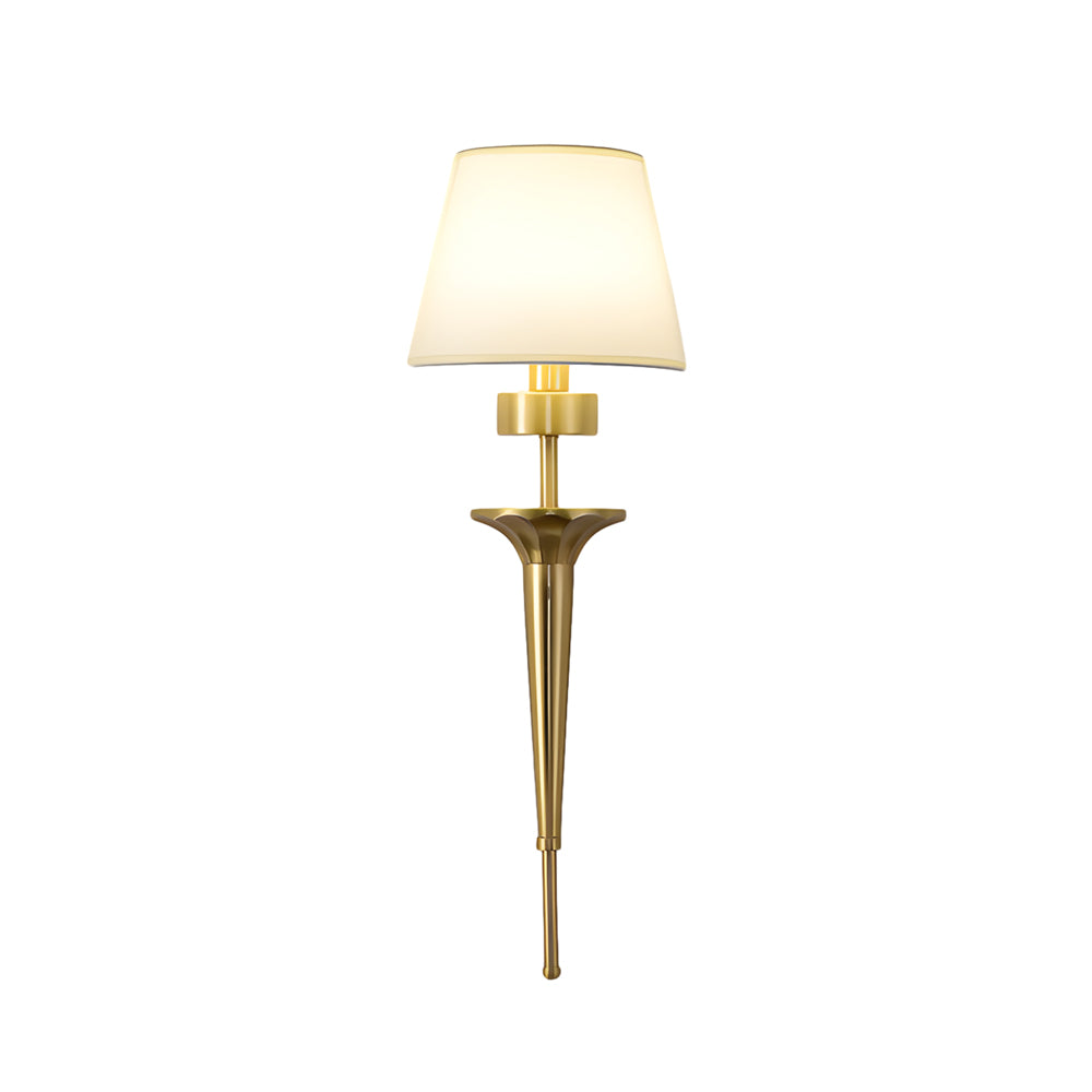 25.98-In H. Gold/Black Copper 1-Light American Wall Sconce with Fabric Shade-Lighom