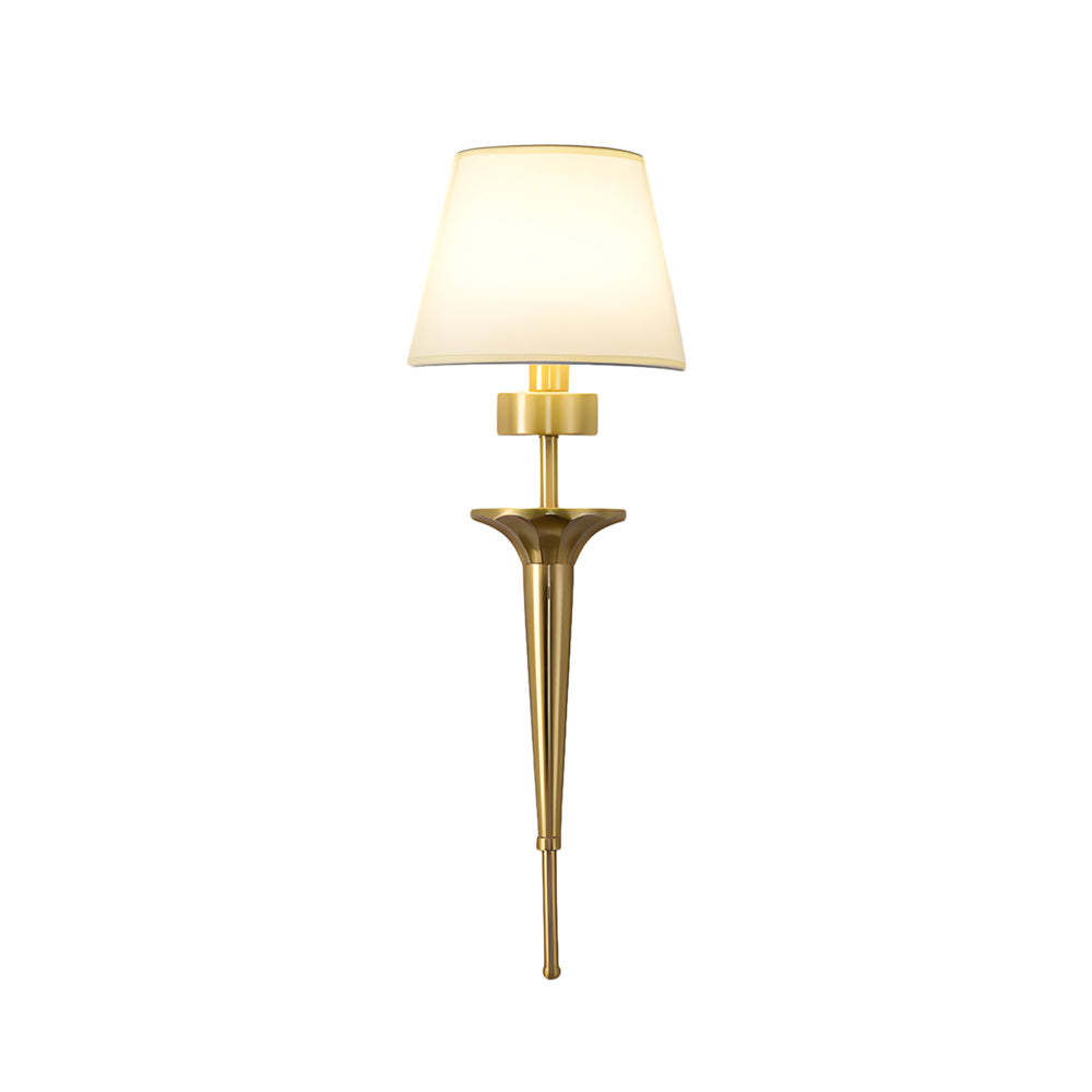 25.98-In H. Gold/Black Copper 1-Light American Wall Sconce with Fabric Shade-Lighom