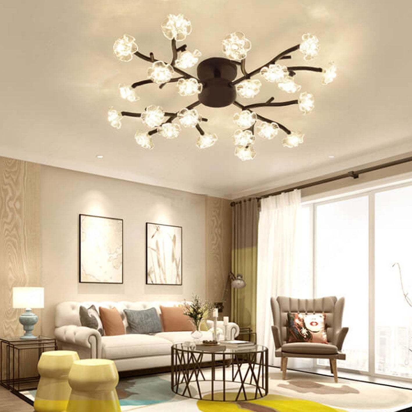 Nordic Plum Blossom Branch LED Ceiling Light