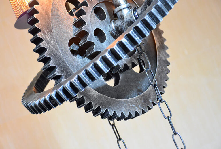 Vintage Industrial Iron Gear Chandelier