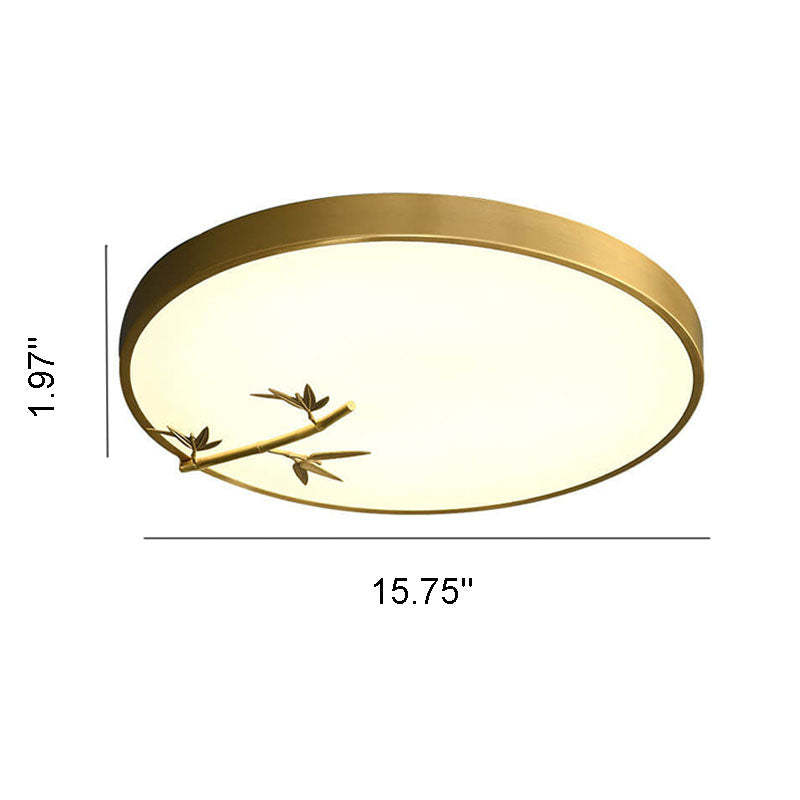 Modern Round Bamboo Pattern LED Flush Mount Light