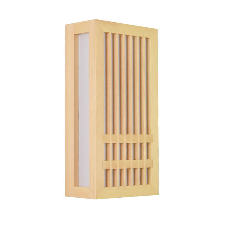 Simple Solid Wood Rectangular Japanese Sconce — Warm Light (3000K) / 220V-240V For UK/AU