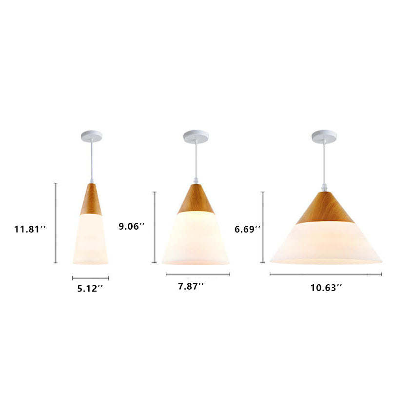 Nordic Wood Grain Glass Cone Pendant