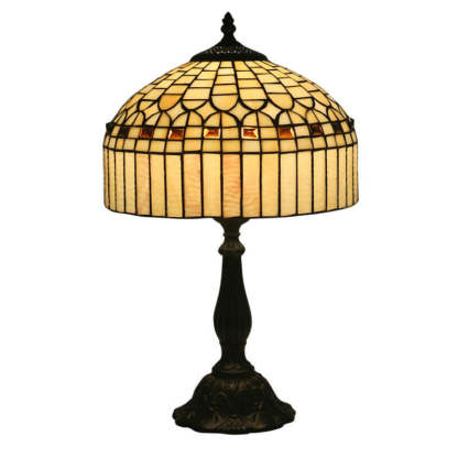 European Tiffany Yellow Baroque Glass Table Lamp