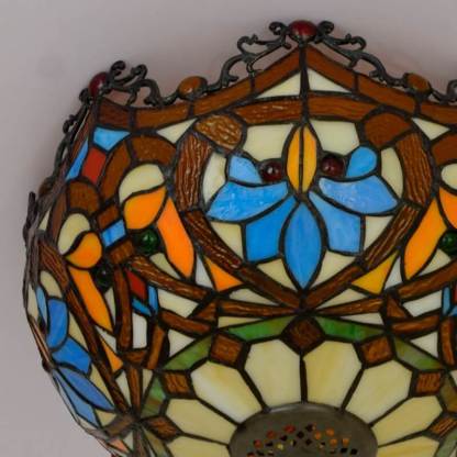 Vintage Tiffany Stained Glass Bowl Flush Ceiling Light