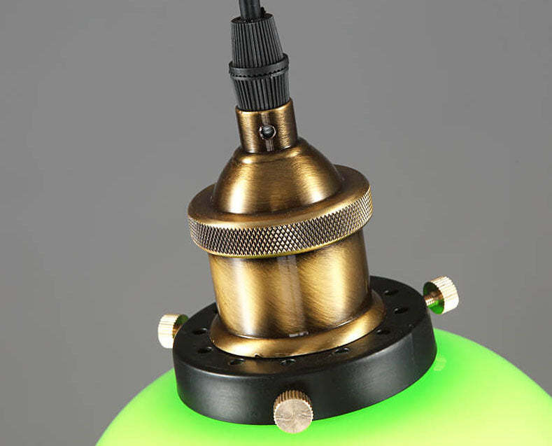 Vintage Industrial Green Bell Glass Pendant Light
