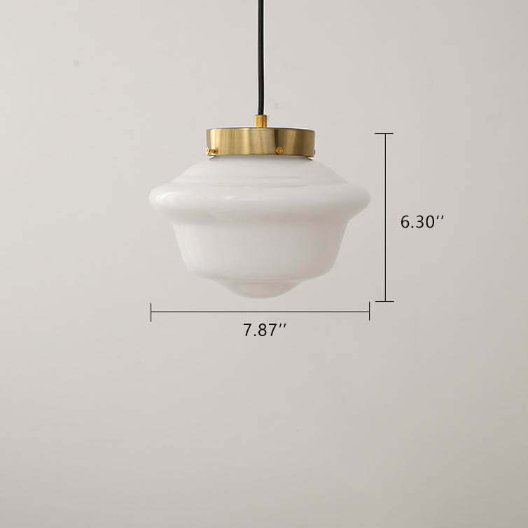 Vintage Milk White Glass Jar Pendant Light