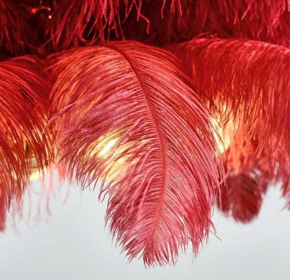 Modern Ostrich Feather Brass Chandelier — Blue / 110V-120V For US/CA