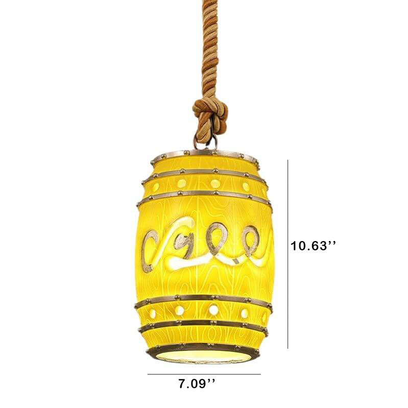 Vintage Wine Barrel Resin Pendant Light