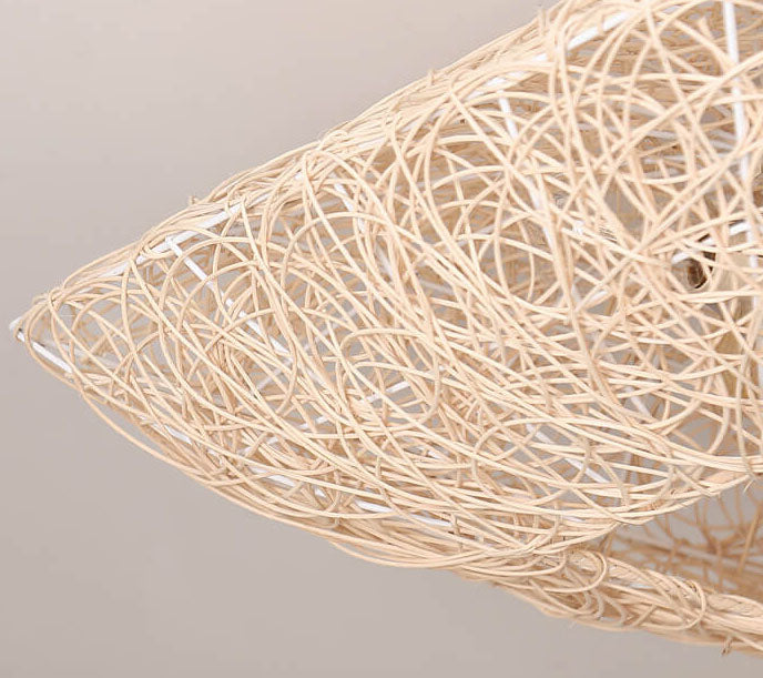 Modern Rattan Nest Square 3-Light Flush Ceiling Light