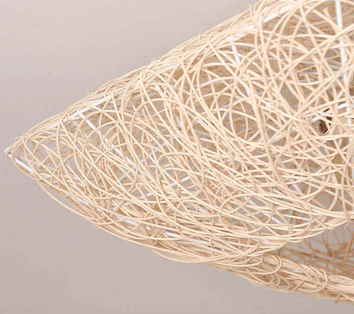 Modern Rattan Nest Square 3-Light Flush Ceiling Light