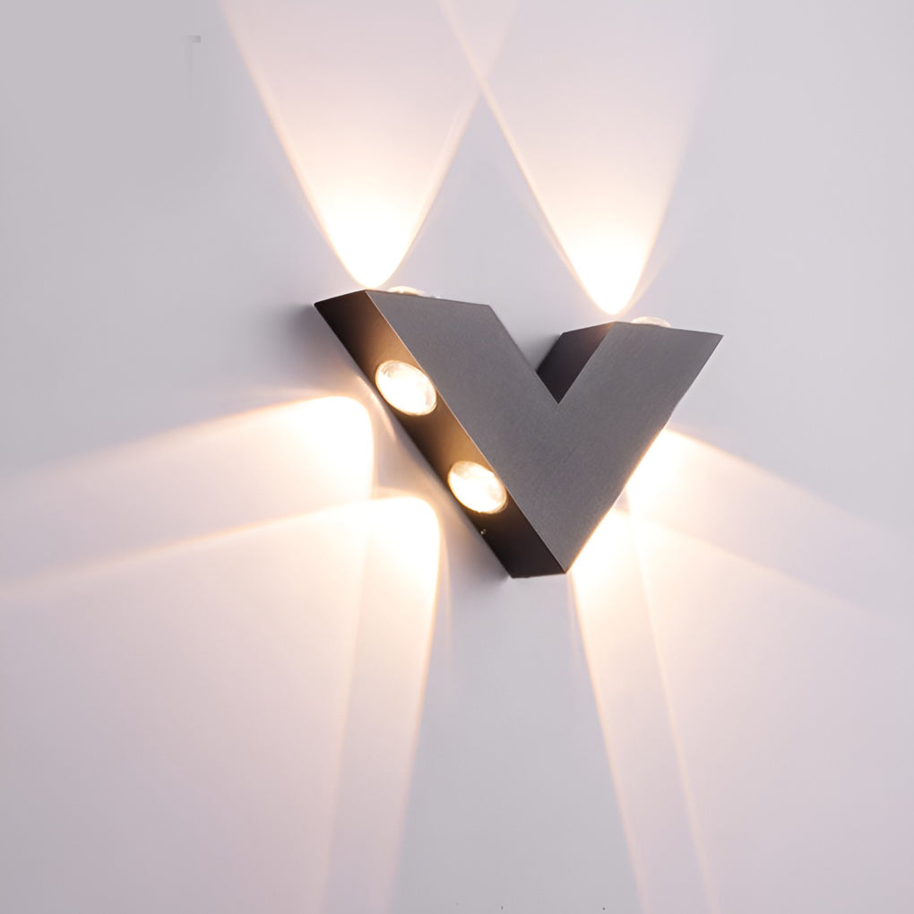 V-shaped Waterproof LED Black Modern Outdoor Wall Lamp Wall Washer Light-Lighom