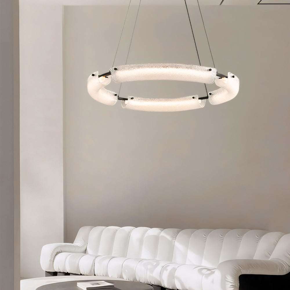 LED Frosted Water Glass Ring Chandelier — 26'' / Neutral White Light