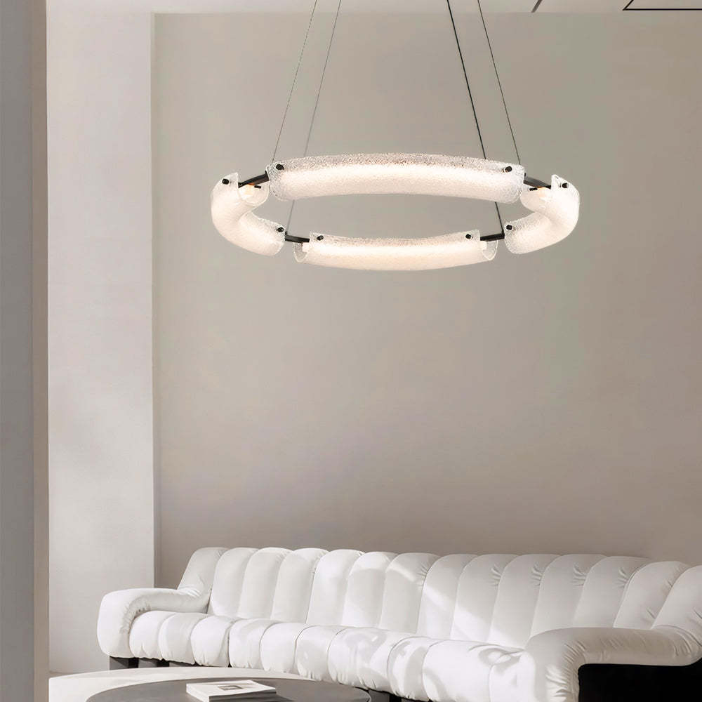 LED Frosted Water Glass Ring Chandelier