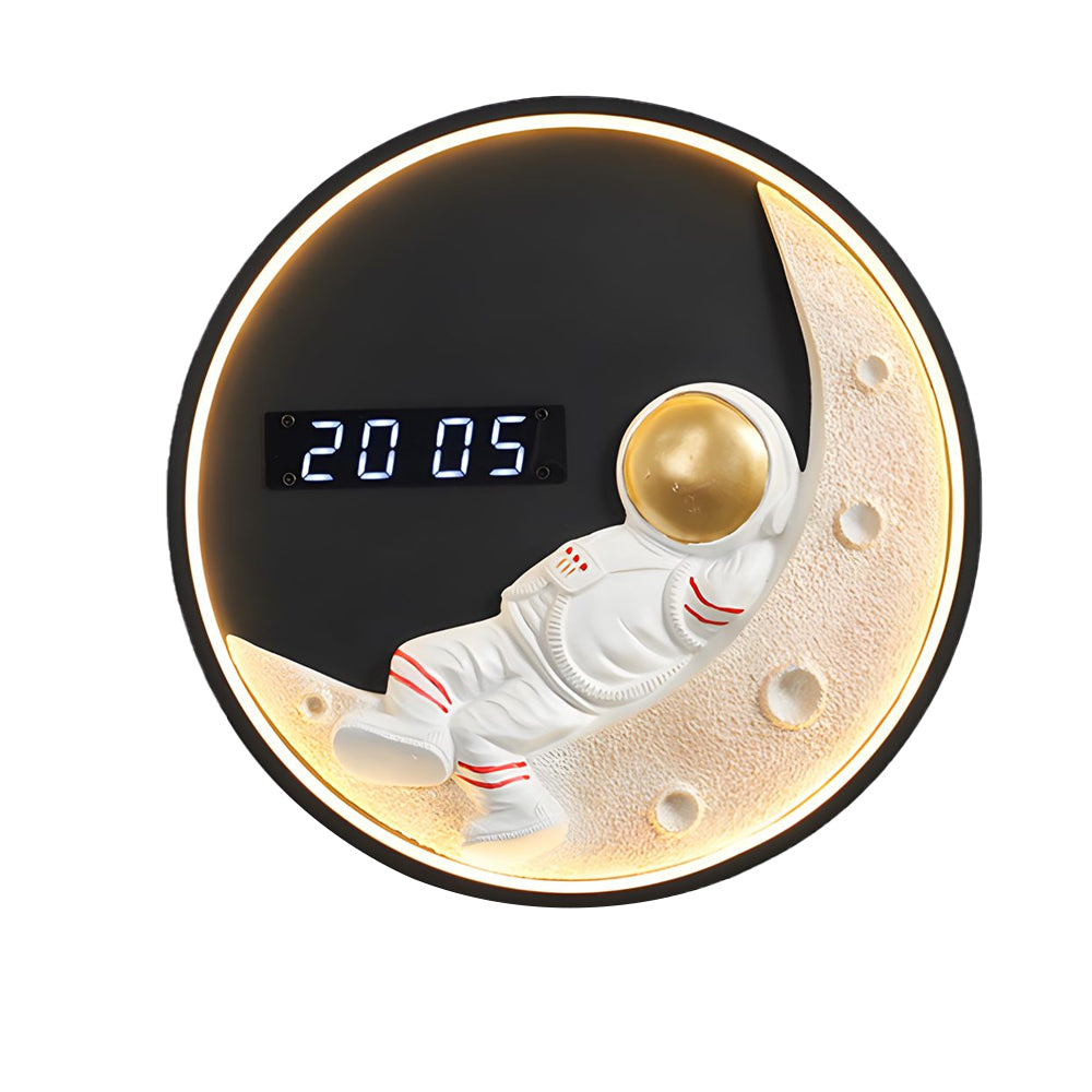 Moon LED Wall Light Wall Digital Clock Astronaut Decor 3 Color Wall Lamp-Lighom