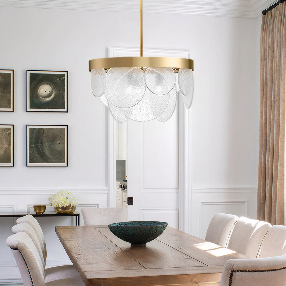 Modern round semi bronze chandeliers in glass — Natural White (4000K)