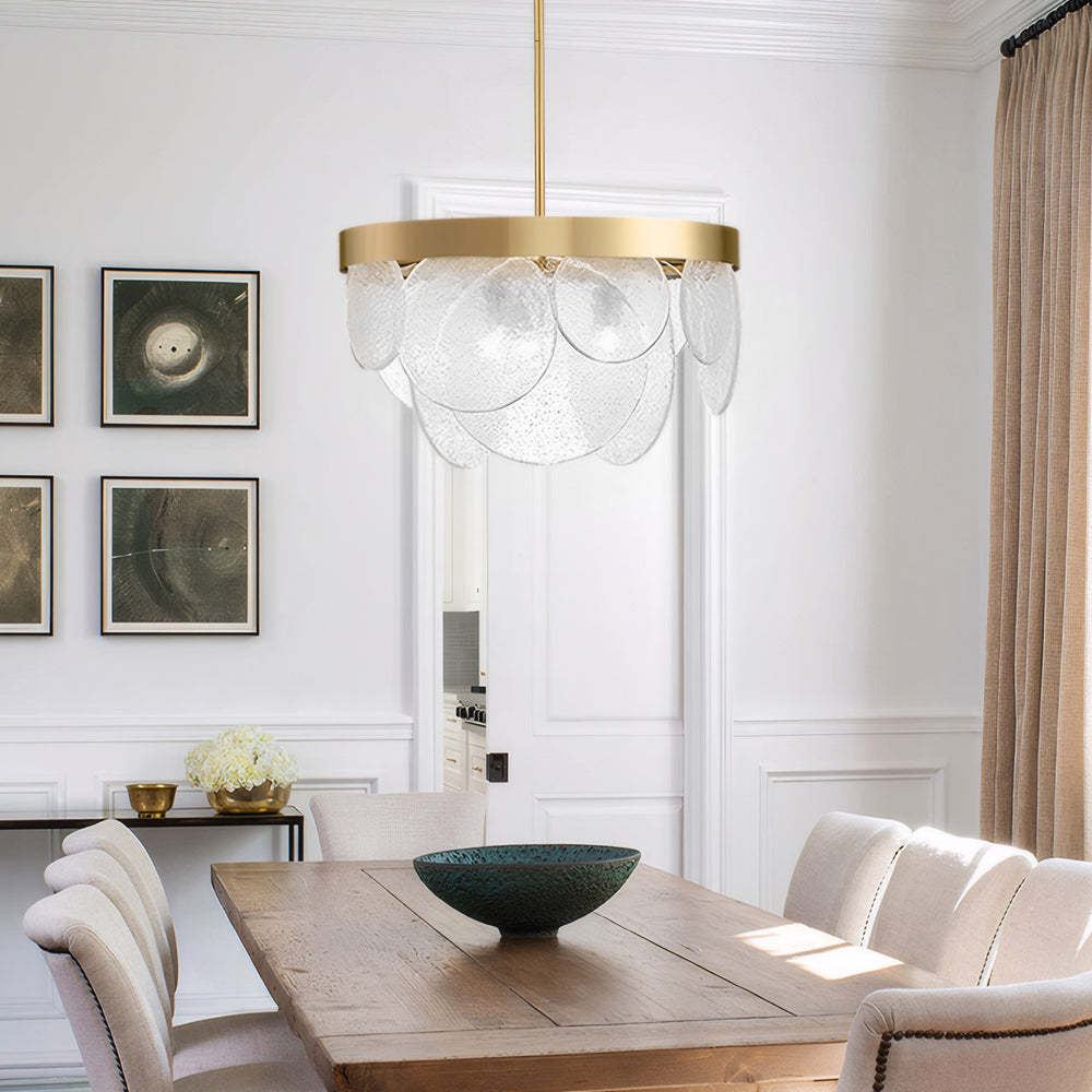 Round Semi Flush Mount Glass Chandelier